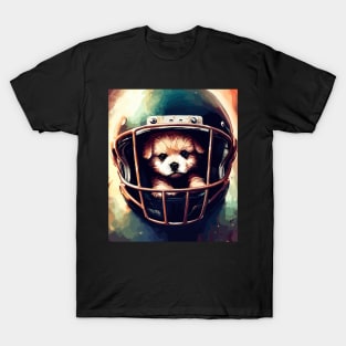 Cute dog puppy in football helmet T-Shirt